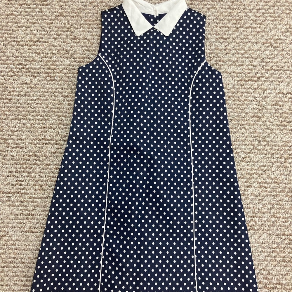 Janie and Jack navy blue white polka dots size 8 dress.
